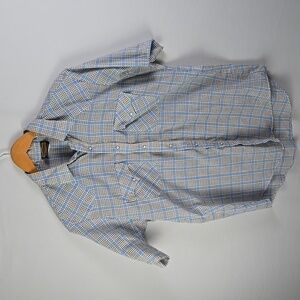 Holt Western Wear  Men's Blue and White Checkered Pearl Snap Shirt Sz L